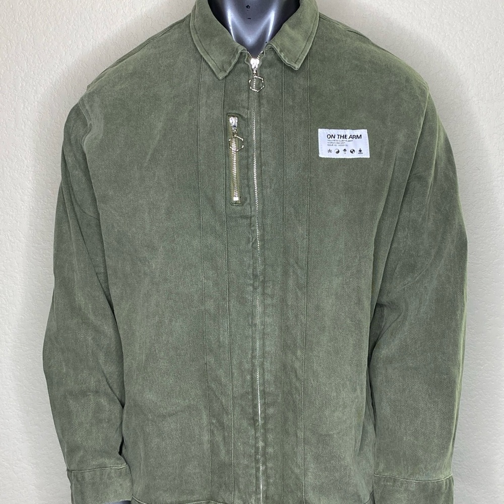 OTA Mi7itary Washed Denim Wellness Club Member Jacket Size XXL